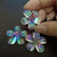 Plated Acrylic Beads, Flower, UV plating, DIY, more colors for choice, 30mm, Approx 100PCs/Bag, Sold By Bag