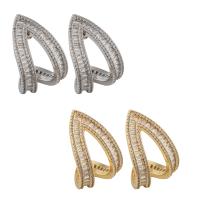 Cubic Zirconia Micro Pave Brass Earring, fashion jewelry & micro pave cubic zirconia & for woman, more colors for choice, nickel, lead & cadmium free, 28x19x3mm, Sold By Pair