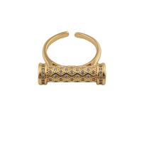 Cubique anneau en laiton Circonia Micro Pave, bijoux de mode & pavé de micro zircon & pour femme, doré, protéger l'environnement, sans nickel, plomb et cadmium, 26*23*6mm, Vendu par PC