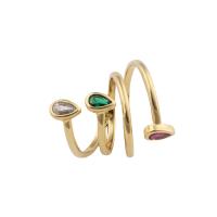 Sko Circonia Pierścień mosiężny Micro Pave, Mosiądz, biżuteria moda & mikro utorować cyrkonia & dla kobiety, złoty, bez zawartości niklu, ołowiu i kadmu, sprzedane przez PC
