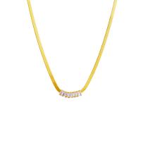 Titanstahl Halskette, mit Verlängerungskettchen von 1.97inch, plattiert, Modeschmuck & für Frau & mit Strass, goldfarben, verkauft per ca. 15.75 ZollInch Strang
