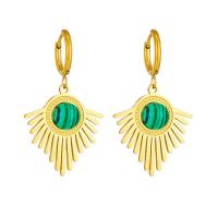Titanium Steel  Earring with Malachite plated fashion jewelry & for woman golden Sold By Pair