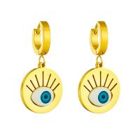 Evil Eye Earrings, Titanium Steel, plated, fashion jewelry & for woman, golden, 35x18mm, Sold By Pair