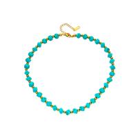 Titanium Steel Necklace, with turquoise, with 1.97inch extender chain, fashion jewelry & for woman, skyblue, Sold Per Approx 14.17 Inch Strand