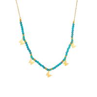 Titanium Steel Necklace with turquoise with 1.97inch extender chain plated fashion jewelry & for woman Sold Per Approx 15.75 Inch Strand