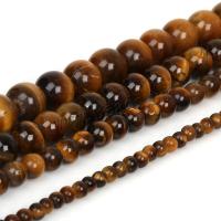 Tiger Eye Beads, Runde, du kan DIY & forskellig størrelse for valg, Solgt Per Ca. 38 cm Strand