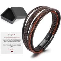 PU Leather Cord Bracelets, with Tibetan Style, plumbum black color plated, vintage & different packing style for choice & for man, more colors for choice, Length:20 cm, Sold By PC