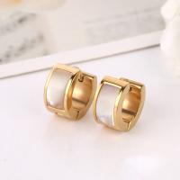Stainless Steel Huggie Hoop Earring 304 Stainless Steel with Shell Donut Galvanic plating fashion jewelry & Unisex Sold By PC