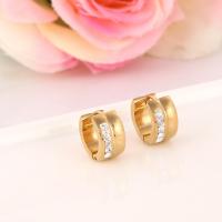 Stainless Steel Huggie Hoop Earring, 304 Stainless Steel, Donut, Galvanic plating, fashion jewelry & Unisex & with rhinestone, more colors for choice, 7x9mm, Sold By PC