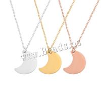 Titanium Steel Necklace, with 5CM extender chain, Moon, plated, fashion jewelry & DIY, more colors for choice, 16x20.50x1.50mm, Length:Approx 45 cm, Sold By PC