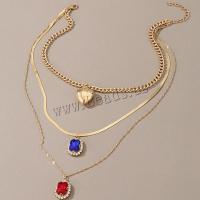 Multi Layer Necklace Zinc Alloy with Plastic with 5.5cm extender chain plated fashion jewelry golden nickel lead & cadmium free Length 34 cm Sold By PC
