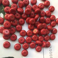 Perlas de espaciador, Turquesa sintético, Redondo aplanado, Bricolaje, Rojo, 6x10mm, 100PCs/Bolsa, Vendido por Bolsa