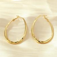 Messing Hoop Earring, forgyldt, mode smykker & for kvinde, guld, nikkel, bly & cadmium fri, 50x38mm, Solgt af par