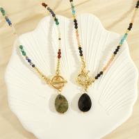 Brass Necklace, with Gemstone, plated, fashion jewelry & different materials for choice & for woman, nickel, lead & cadmium free, Length:Approx 40 cm, Sold By PC