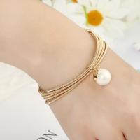 Zinc Alloy Bangle with Plastic Pearl plated fashion jewelry & for woman gold nickel lead & cadmium free Sold By PC