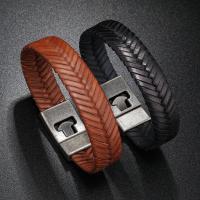 PU Leather Cord Bracelets, with Tibetan Style, plated, fashion jewelry & for man, more colors for choice, nickel, lead & cadmium free, Length:Approx 20.5 cm, Sold By PC