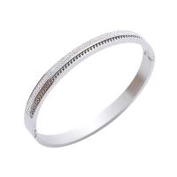 Stainless Steel Bangle 304 Stainless Steel Vacuum Ion Plating & micro pave rhinestone & for woman Sold By PC