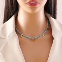 Edelstahl Schmuck Halskette, 304 Edelstahl, mit Türkis, mit Verlängerungskettchen von 5CM, handgemacht, verschiedene Stile für Wahl & für Frau, himmelblau, Länge:ca. 45 cm, verkauft von PC