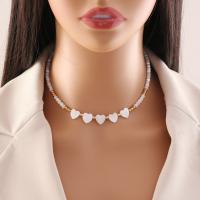 Edelstahl Schmuck Halskette, 304 Edelstahl, mit Muschel, mit Verlängerungskettchen von 5CM, handgemacht, verschiedene Stile für Wahl & für Frau, weiß, Länge:ca. 45 cm, verkauft von PC