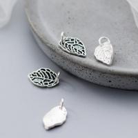 925 Sterling Silver Pendant, Leaf, Antique finish, DIY, more colors for choice, 15.50x9.50mm, Sold By PC