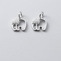 Cubic Zirconia Micro Pave 925 Sterling Silver Pendant Elephant plated DIY & micro pave cubic zirconia silver color Approx Sold By PC