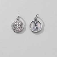 925 Sterling Silver Pendant Round plated DIY silver color 12.30mm Approx Sold By PC