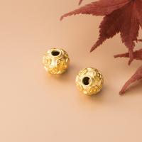 925 Sterling Silver Beads, Round, plated, DIY, gold, 11.50mm, Hole:Approx 3.3mm, Sold By PC