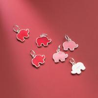 925 Sterling Silver Pendant, Elephant, epoxy gel, DIY, more colors for choice, 12.50x10.50x1.40mm, Sold By PC