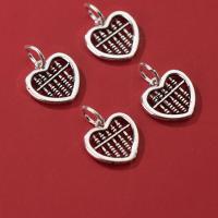 925 Sterling Silver Pendant, Heart, Antique finish, DIY, silver color, 12x11.70x1.50mm, Sold By PC