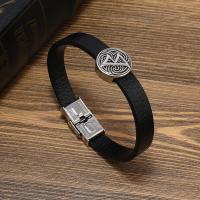 PU Leather Cord Bracelets with Zinc Alloy fashion jewelry 10cm Sold By PC