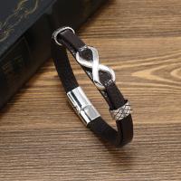 Bracelets cordon PU, cuir PU, avec alliage de zinc, bijoux de mode & pour homme, plus de couleurs à choisir, 10mm, Vendu par PC