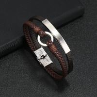 Bracelets cordon PU, cuir PU, avec alliage de zinc, bijoux de mode & pour homme, plus de couleurs à choisir, Vendu par PC