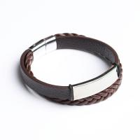 Bracelets cordon PU, cuir PU, avec Acier inoxydable 316, bijoux de mode & pour homme, plus de couleurs à choisir, 10mm, Vendu par PC
