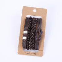 PU Leather Cord Bracelets fashion jewelry & for man 12cm Sold By Set