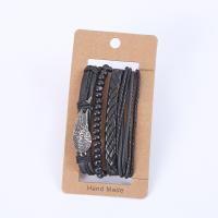 PU Leather Cord Bracelets, fashion jewelry & for man, more colors for choice, 12cm, Sold By Set