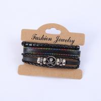 PU Leather Cord Bracelets, fashion jewelry & different styles for choice & for man, 12cm, Sold By Set