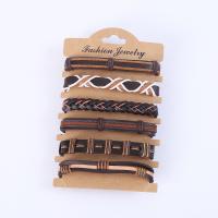 PU Leather Cord Bracelets with Obsidian fashion jewelry & for man 12cm Sold By Set
