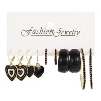 Acrylic Earring Set with Zinc Alloy gold color plated for woman & enamel & with rhinestone 17-44mm Sold By Set