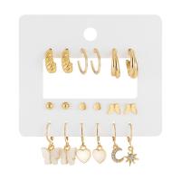 alliage de zinc Boucles d'oreilles, avec Acrylique, Placage de couleur d'or, pour femme & émail & avec strass, 4-29mm, Vendu par fixé