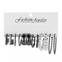 Zinklegierung Ohrring-Set, mit Kunststoff Perlen, plattiert, für Frau, keine, 23-40mm, verkauft von setzen