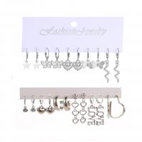 Tibetan Style Earring Set, platinum color plated, different styles for choice & for woman & with rhinestone, 22-41mm, Sold By Set