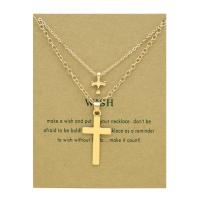 Zinc Alloy Necklace with 2inch extender chain Cross gold color plated cross chain & Double Layer & Unisex Length Approx 17.5 Inch Approx 18.9 Inch Sold By PC