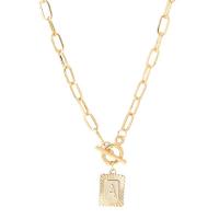 Zinc Alloy Necklace Geometrical Pattern gold color plated cross chain & Unisex & with letter pattern Length Approx 18.1 Inch Sold By PC