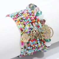 Resin Bracelet Set with Zinc Alloy & Acrylic plated 13 pieces & Bohemian style & for woman 8mm 3mm Length Approx 7 Inch Sold By Set