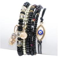 résine Set de bracelet, avec alliage de zinc & Acrylique, Mauvais œil, Placage, 6 pièces & Style bohème & pour femme, plus de couleurs à choisir, Longueur:Environ 7 pouce, Vendu par fixé