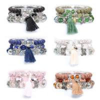 Acrylic Bracelet Set, with Polyester & Crystal & Tibetan Style, Butterfly, plated, Bohemian style & for woman, more colors for choice, Length:Approx 7 Inch, Sold By Set