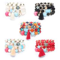 Glass Bracelet Set, with Resin & Zinc Alloy & Acrylic, plated, 4 pieces & Bohemian style & Unisex, more colors for choice, 8-15mm, Inner Diameter:Approx 50mm, Sold By Set