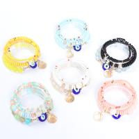 Tibetan Style Bracelet Set, with Lampwork & Resin & Acrylic, Evil Eye, plated, 4 pieces & Bohemian style & Unisex, more colors for choice, Length:Approx 7 Inch, Sold By Set