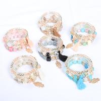Resin Bracelet Set, with Lampwork & Resin & Copper Coated Plastic & Tibetan Style & Acrylic, plated, three pieces & Bohemian style & for woman, more colors for choice, 6-14mm, Inner Diameter:Approx 50mm, Sold By Set