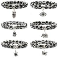 Resin Bracelet with Zinc Alloy plated vintage & Unisex & evil eye pattern 10mm Length Approx 7 Inch Sold By Set